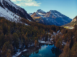Mountain lake in Graubünden, Switzerland, Europe