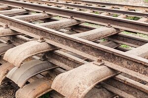 Kambodscha, Battambang, Bahnhof Battambang, Bahnschienen.