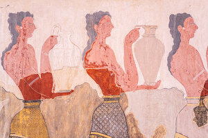 Antikes Fresko der minoischen Kunst, Archäologisches Museum Heraklion, Insel Kreta, griechische Inseln, Griechenland, Europa
