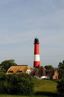 Leuchtturm der Insel Pellworm, Pension Leuchtfeuer, Nordfriesland, Nordsee, Schleswig-Holstein, Deutschland