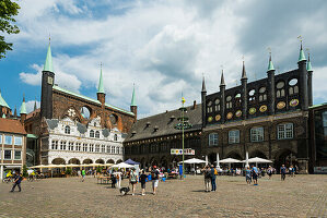 Historisches Rathaus am Markt, Lübeck, Schleswig-Holstein, Deutschland