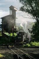 United States, New Mexico, Chama, Antique steam locomotive