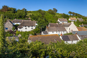 Alte Häuser im Fischerdorf Cagdwith, Lizard Peninsula, Cornwall, England