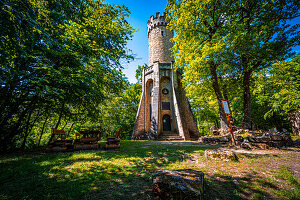 War memorial forest tower in honor of the fallen in the Franco-Prussian War at the Jenaer Forst, Jena, Thuringia, Germany