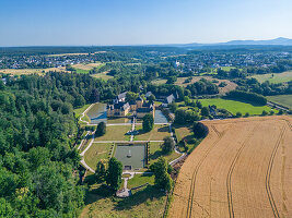 Luftansicht der Burg Gudenau, Wachtberg, Rhein-Sieg-Kreis, Nordrhein-Westfalen, Deutschland