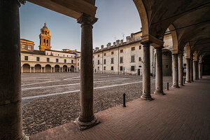  Piazza Castello in the Palazzo Ducale Museum, City of Mantua, Province of Mantua, Mantova, on the River Mincio, Lombardy, Italy, Europe 