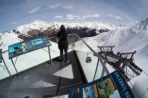  View of the Grossglockner at the Adler Lounge, Kals am Großglockner ski area, East Tyrol, Austria 