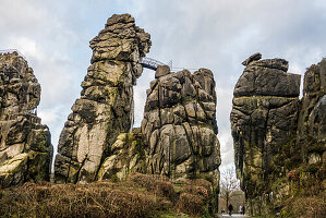  Externsteine, sandstone formation, Teutoburg Forest, Horn-Bad Meinberg, North Rhine-Westphalia, Germany 
