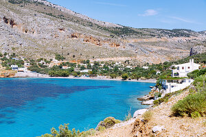  Arginóntas with beach and climbing rocks in the Arginonta Valley on the island of Kalymnos (Kalimnos) in Greece 