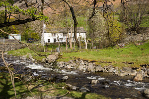 Traditional stone farmhouse at Glenridding, Lake District, Cumbria, England, UK