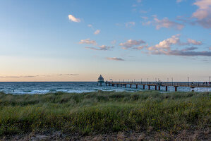 Tauchgondel, Seebrücke, Abendlicht, Fischland-Darß-Zingst, Zingst, Mecklenburg-Vorpommern, Deutschland