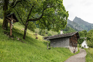 Bergbauerndorf, Gerstruben, Dietersbachtal, bei Oberstdorf, Allgäuer Alpen, Allgäu, Bayern, Deutschland