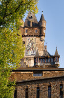  View of the Reichsburg (detail), Cochem, Mosel, Rhineland-Palatinate, Germany 