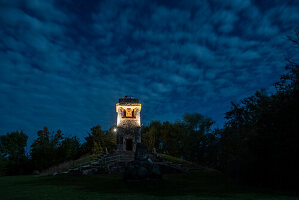  Bismarck Tower, Great Wartberg, cloudy night sky, Niederndodeleben, Hohe Börde, Saxony-Anhalt, Germany 