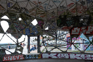  View of the radar dome of the former listening station on Teufelsberg, Grunewald; Berlin; Germany; Europe 