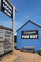 The Dungeness Snack Shack, Imbissbude für frischen Fisch, Dungeness, Romney Marsh, Kent, England, Großbritannien