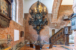 Börnsen-Epitaph im Innenraum der Kirche St. Nicolai in Eckernförde, Schleswig-Holstein, Deutschland