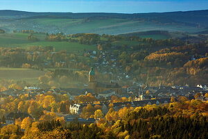 Annaberg, vom Pöhlberg aus gesehen, Erzgebirge, Sachsen, Deutschland