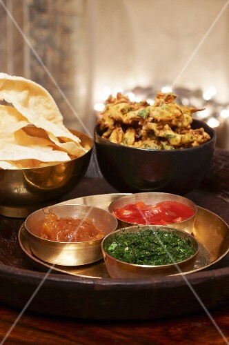 Poppadoms And Dips As Part Of An Indian License Images