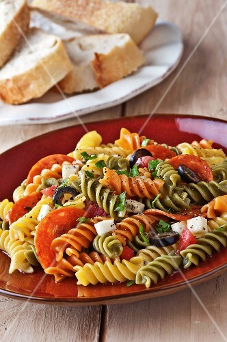 Tri-Colored Rotini Pasta Salad with … – License Images – StockFood