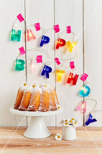 Lemon Bundt Cake Decorated With Daises License Images