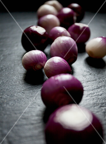 Purple And White Pearl Onions Scattered License Images