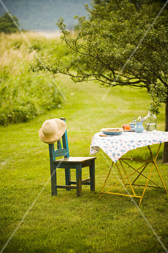 Gedeckter Tisch Im Garten Bilder Kaufen 12472881 Stockfood