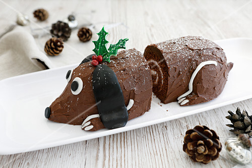 Yule Dog Chocoalte Swiss Roll With License Images Stockfood