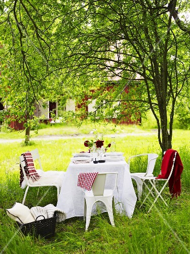 Gedeckter Tisch im Garten - Bilder kaufen - 368157 StockFood