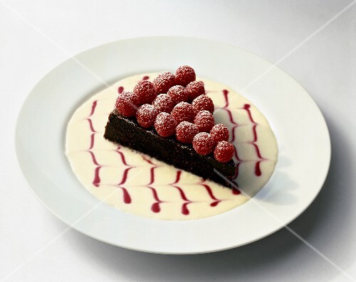 Slice Of Chocolate Tart Topped With License Images Stockfood